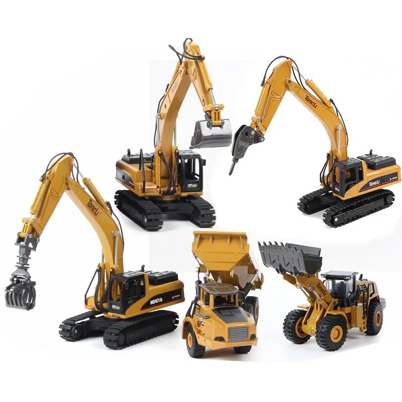 TongLi Alloy Toys 1:50 Scale Die-Cast mechanical loader Excavator Model Engineering Construction Car Vehicle Christmas Boys Gift | Игрушки и