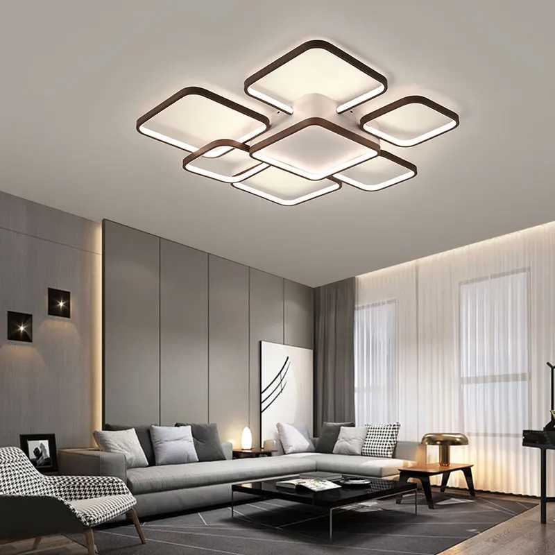 Современная Потолочная люстра кофейного цвета для гостиной столовой спальни