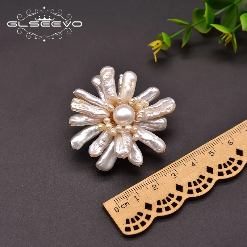 GLSEEVO оригинальный дизайн натуральный барокко белый жемчуг цветок броши для