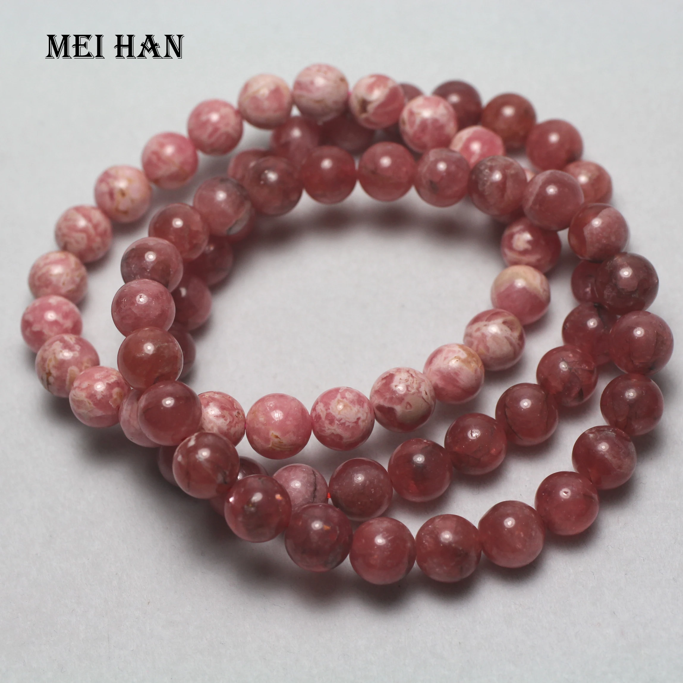 Meihan(23 бусины/комплект/23 г) 8-8,3 мм+ натуральный Родохрозит гладкие круглые бусины россыпью камень оптом