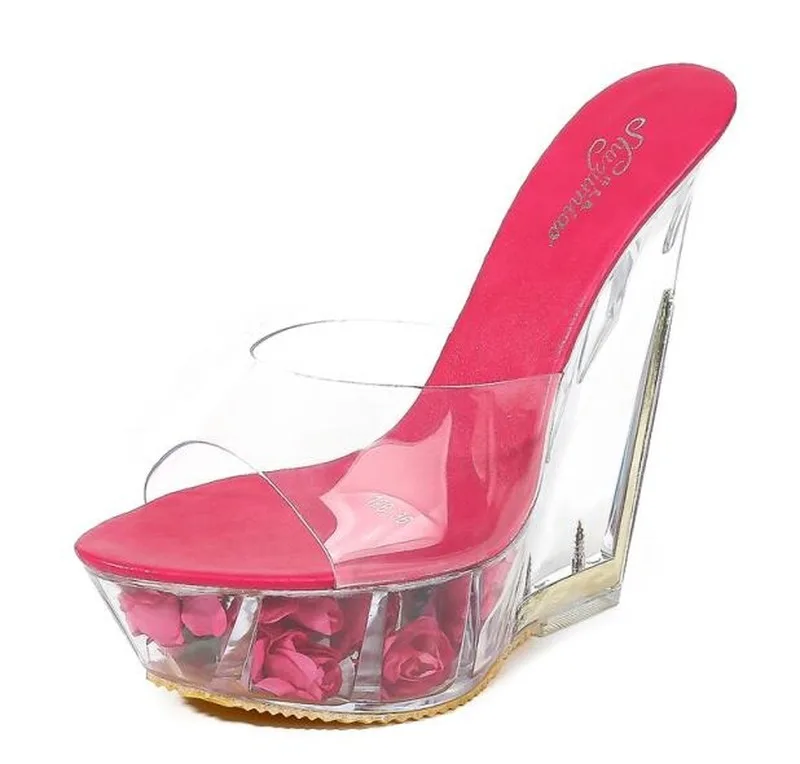 Женские туфли на высоком каблуке летние прозрачные свадебные с кристаллами 14 см