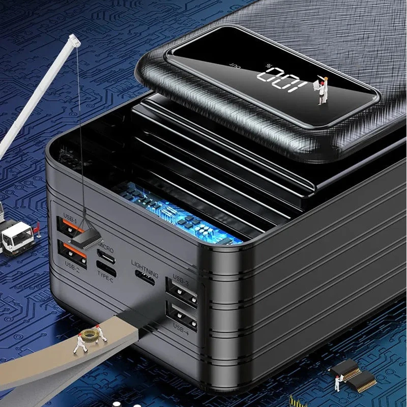 Cena Power Bank 100000mAh Przenośny Szybki ładowanie Powerbank Dla IPhone 12 Xiaomi Typ C Poverbank Zewnętrzna ładowarka Ze światłem