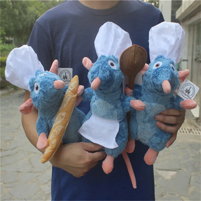 Disney-ratón Ratatouille Remy para niños, juguete de peluche suave de 30cm con cuchara, 1 unidad