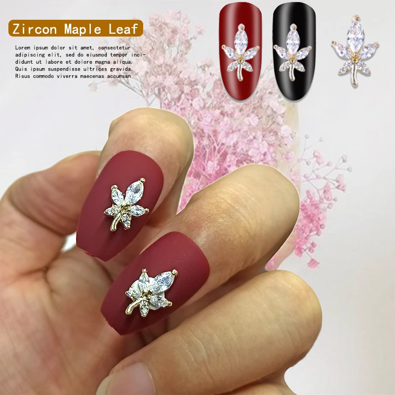 

2 шт . nail art Стразы Цирконий Кристалл кленовый лист Дизайн Роскошный Мода 3D nail art DIY аксессуары 2020 Новый