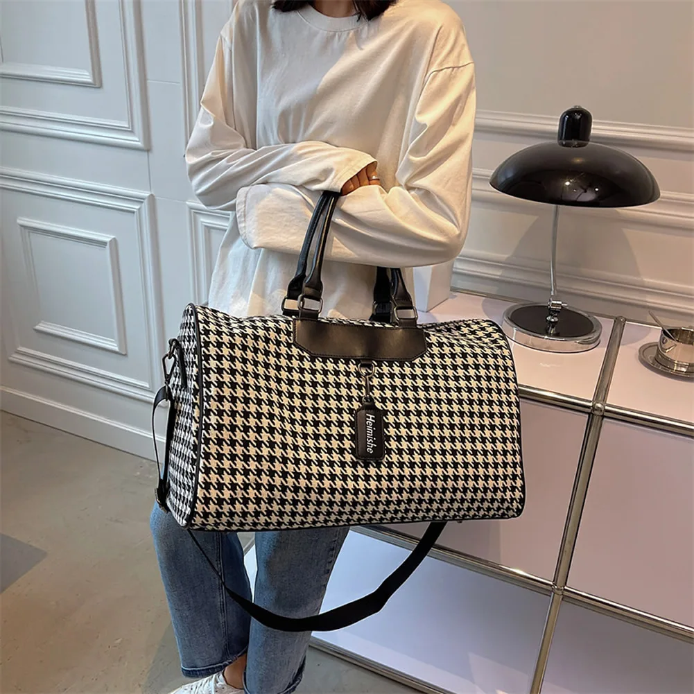 GNWXY Large Capacity Travel Bag Women Luggage Shoulder Handbag Fashion Foreign Flavor Plaid Gym Bag Lightweight Men Duffel Bags
