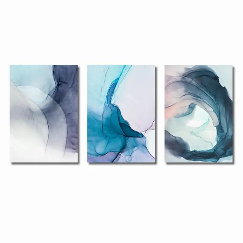 

Abstract Posters and Prints Watercolor Blue Ink Bloom Modern Living Room Home Mural Decorative Painting Wall Art Picture Framele