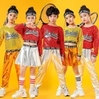 Новинка 2021, детский костюм для современных джазовых танцев в стиле хип-хоп, одежда с блестками для мальчиков и девочек для чирлидинга и выступлений, сценическая одежда