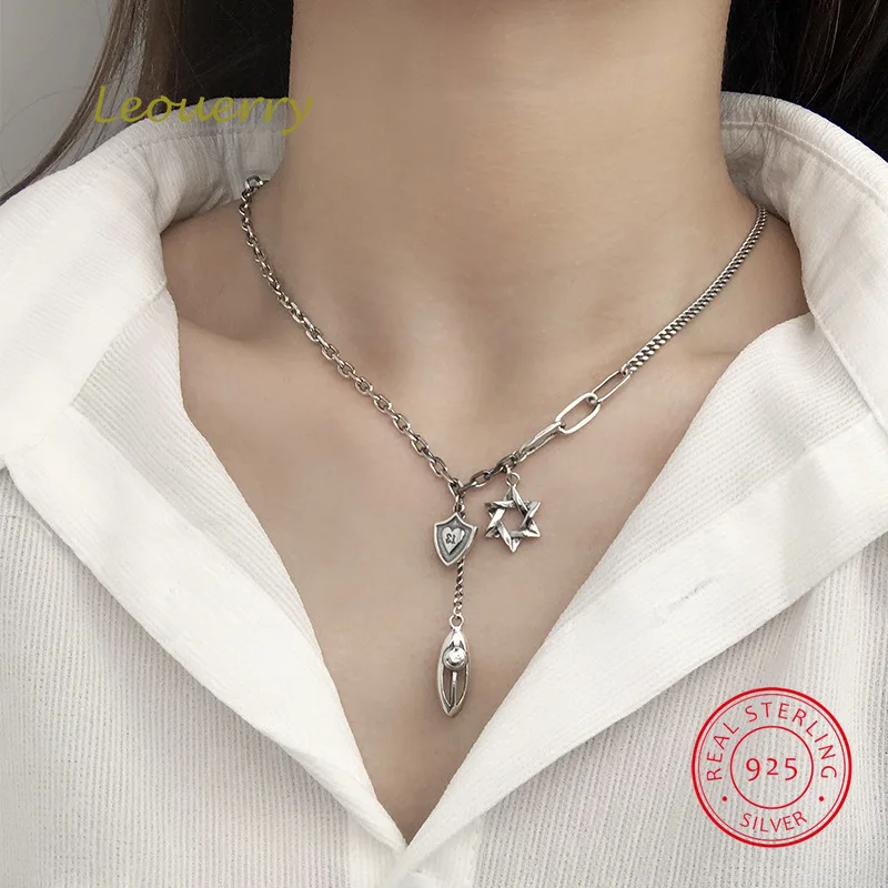 Женское винтажное ожерелье Leouerry из стерлингового серебра 925 пробы с