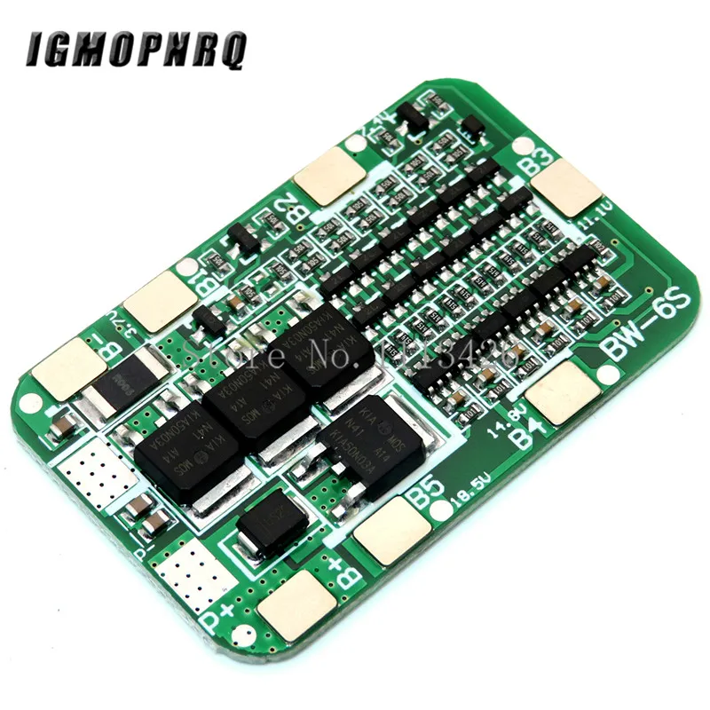 

6S 15A 24V PCB BMS Protection Board for 6 Pack 18650 Li-ion Lithium Battery Cell Module DIY Kit