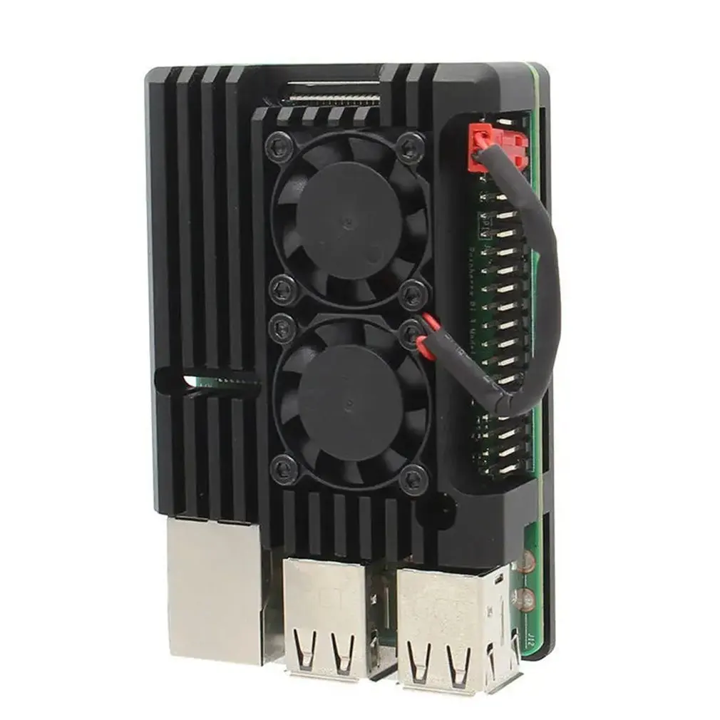 Алюминиевый Чехол для Raspberry Pi 4/3 с двойным вентилятором металлический корпус