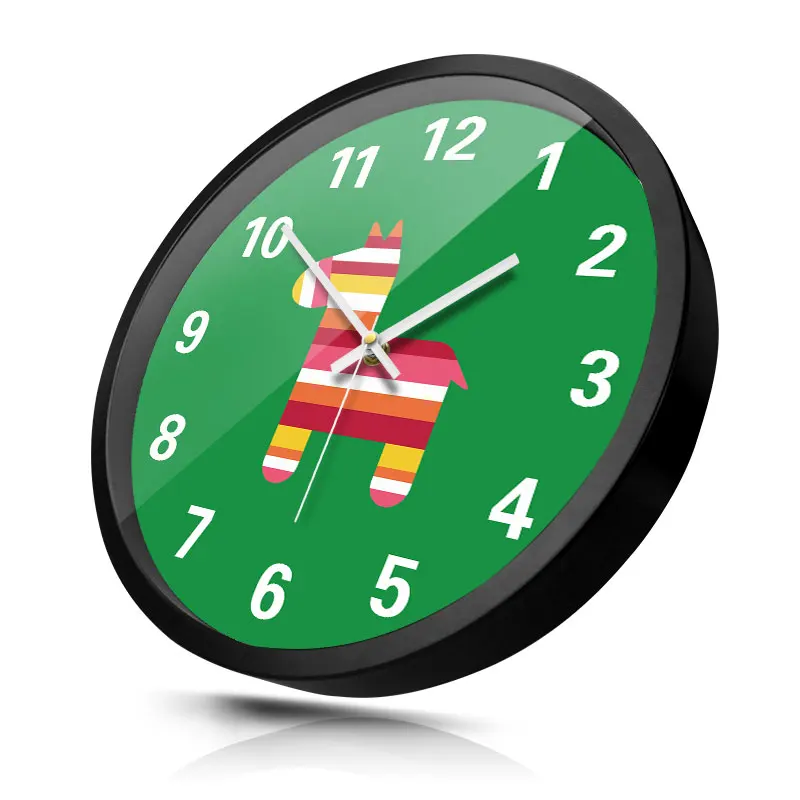 Мультяшные большие настенные часы металлические бесшумные для детской комнаты