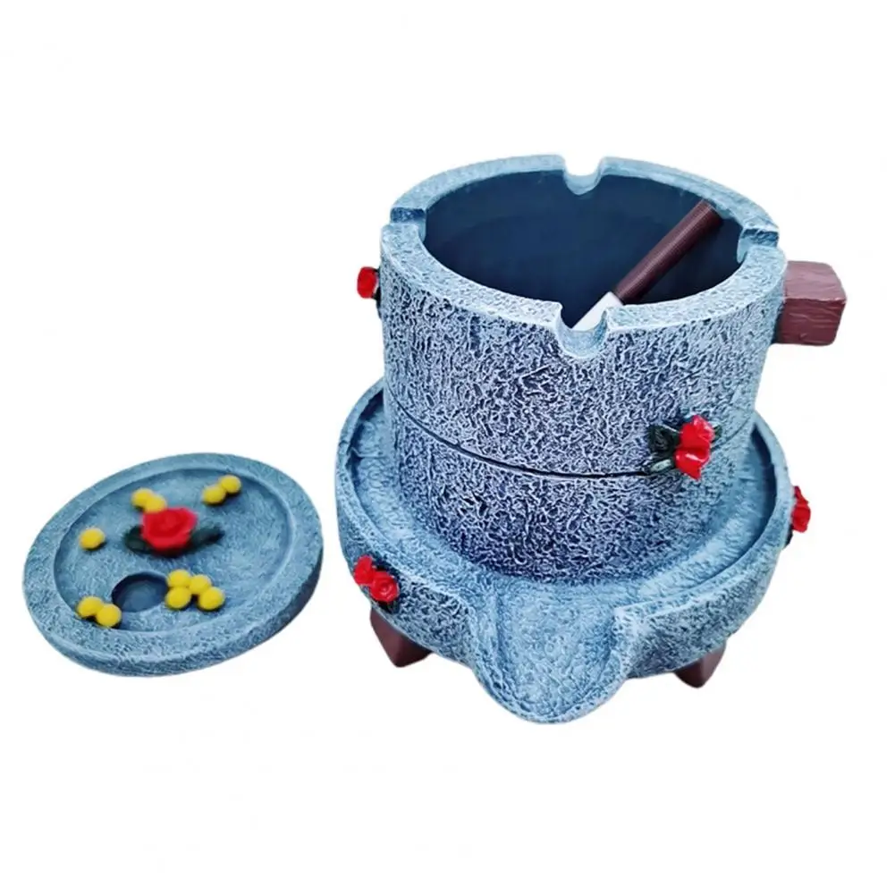 

1PC Incense Ashtray Innovative Large Capacity Resin Realistic Blue Stone Mill Shape Ash Holder for home desk accessories