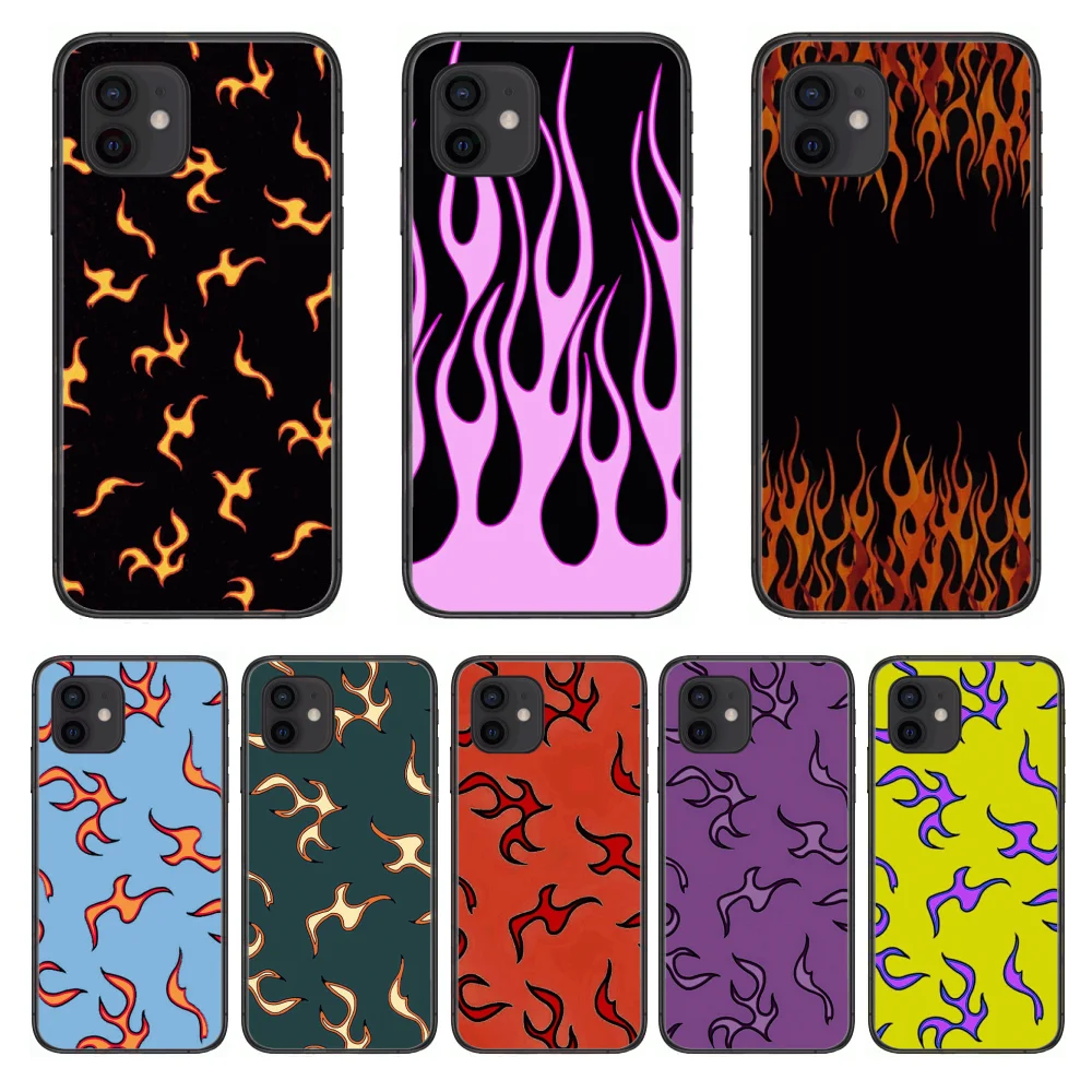 

Flame pattern Style Phone Case cover For iphone 12 pro max 11 8 7 6 s XR PLUS X XS SE 2020 mini black cell shell