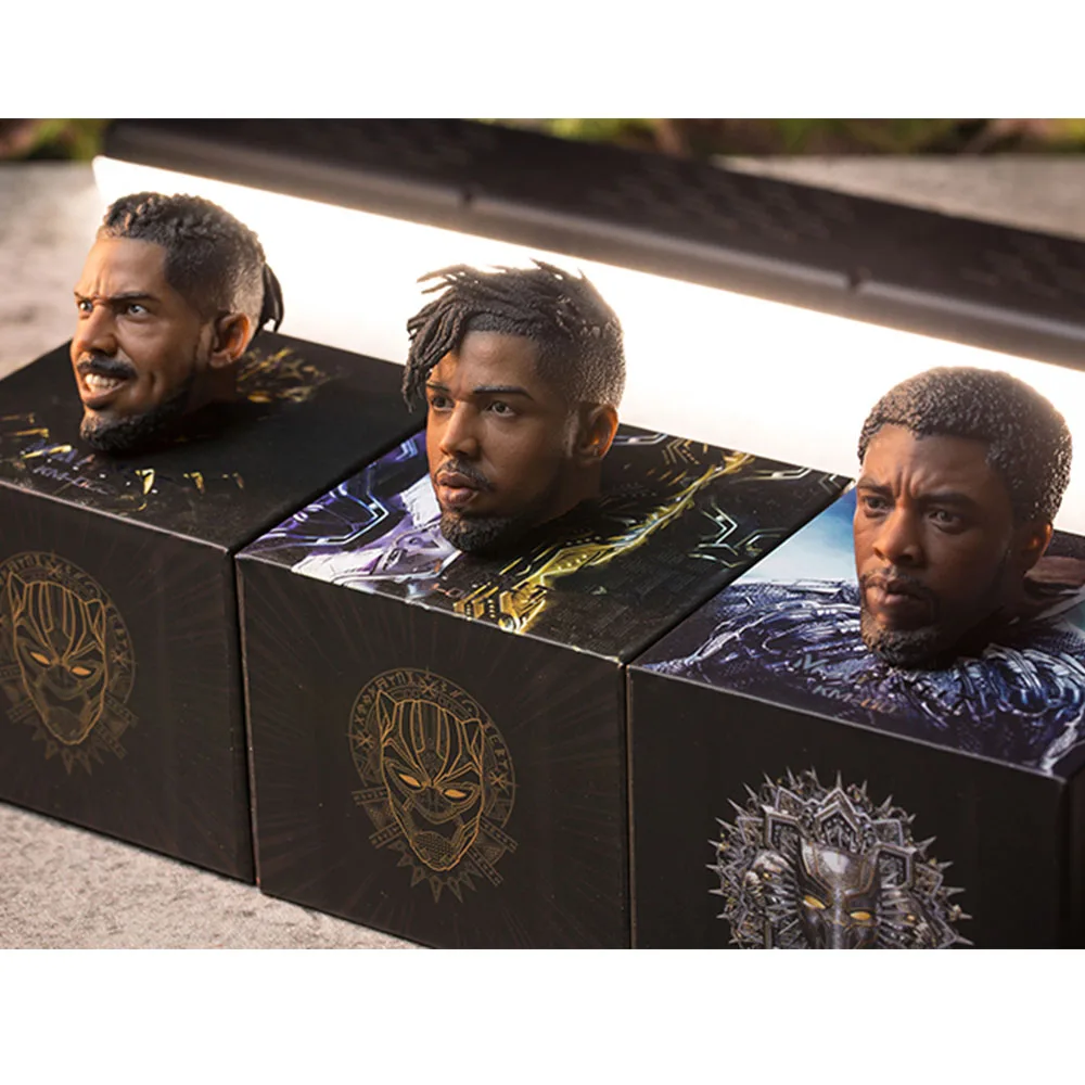 

KM Series (001-002-003) 1/6 Soldier Black Panther Leopard Male Head Sculpture Three Head Sculpture Set