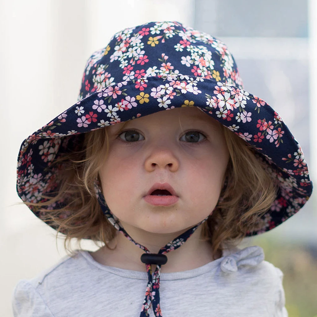 

Fashion Kids Sun Hat Polyester Flower Brim Beach Headwear Quick-Drying