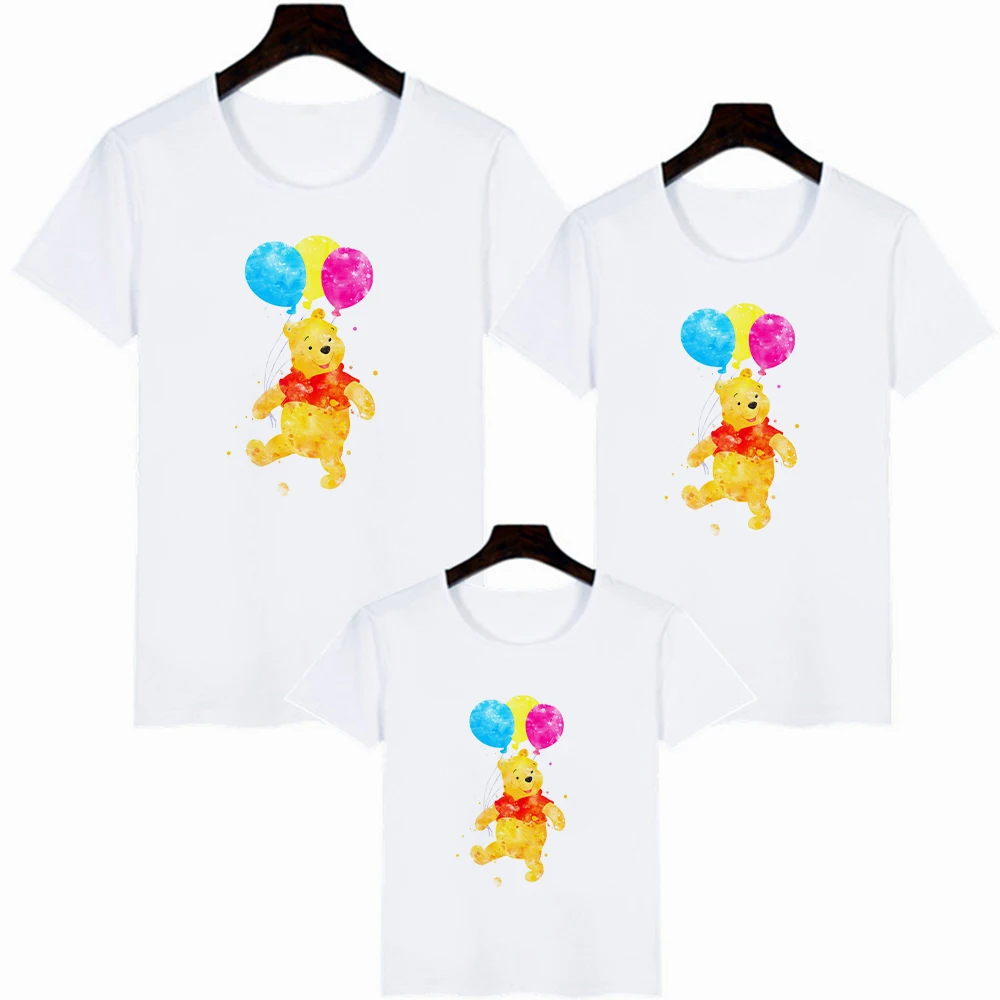 

Winnie the Pooh Adult Unisex Couple T-Shirt Causal Baby Girl Boy Brothers and Sisters Tops Summer Famliy Look Tshirt