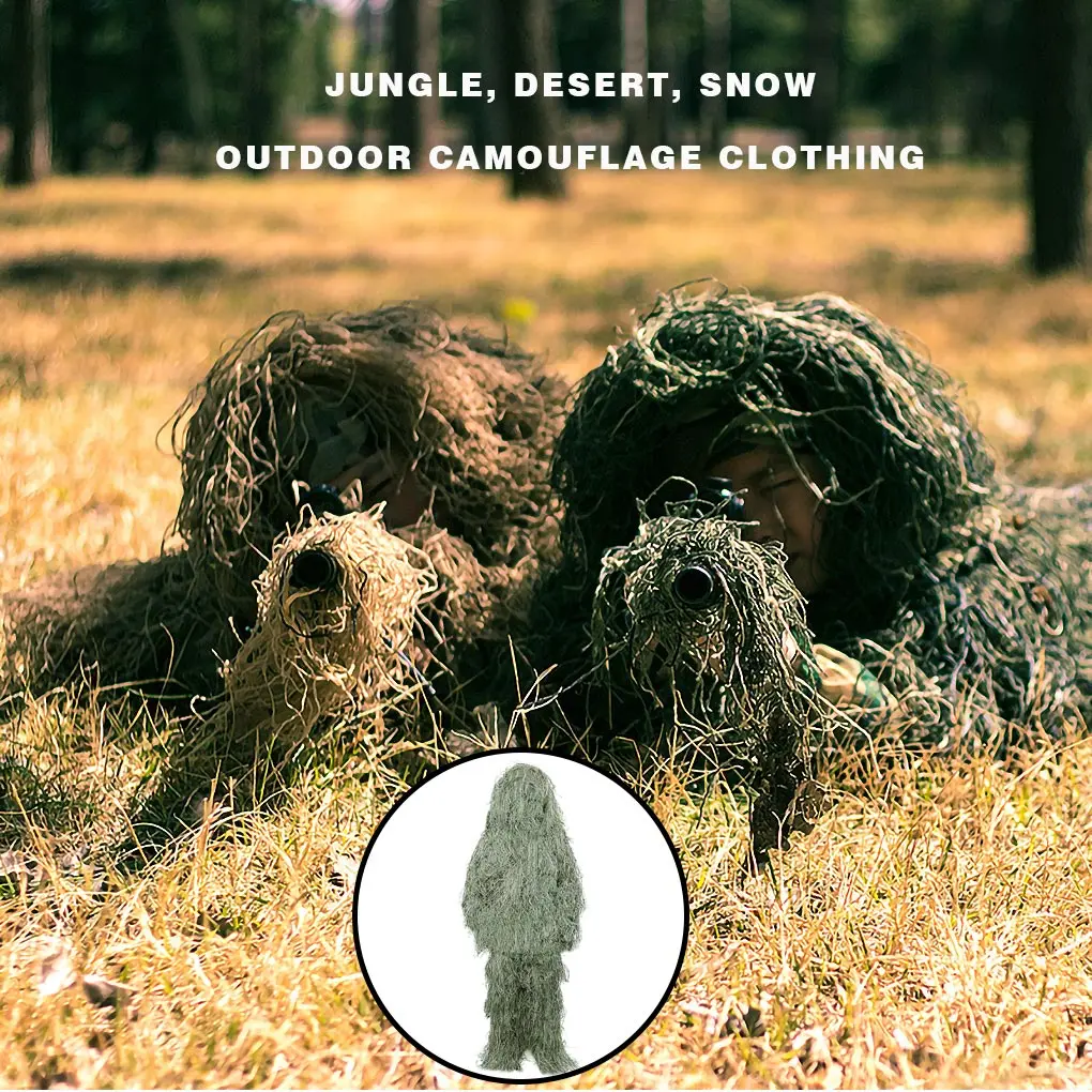 NEW 3D Camouflage Suit Hunting Ghillie Secretive Clothes Invisibility Army Sniper Airsoft Shooting Military Uniform | Спортивная