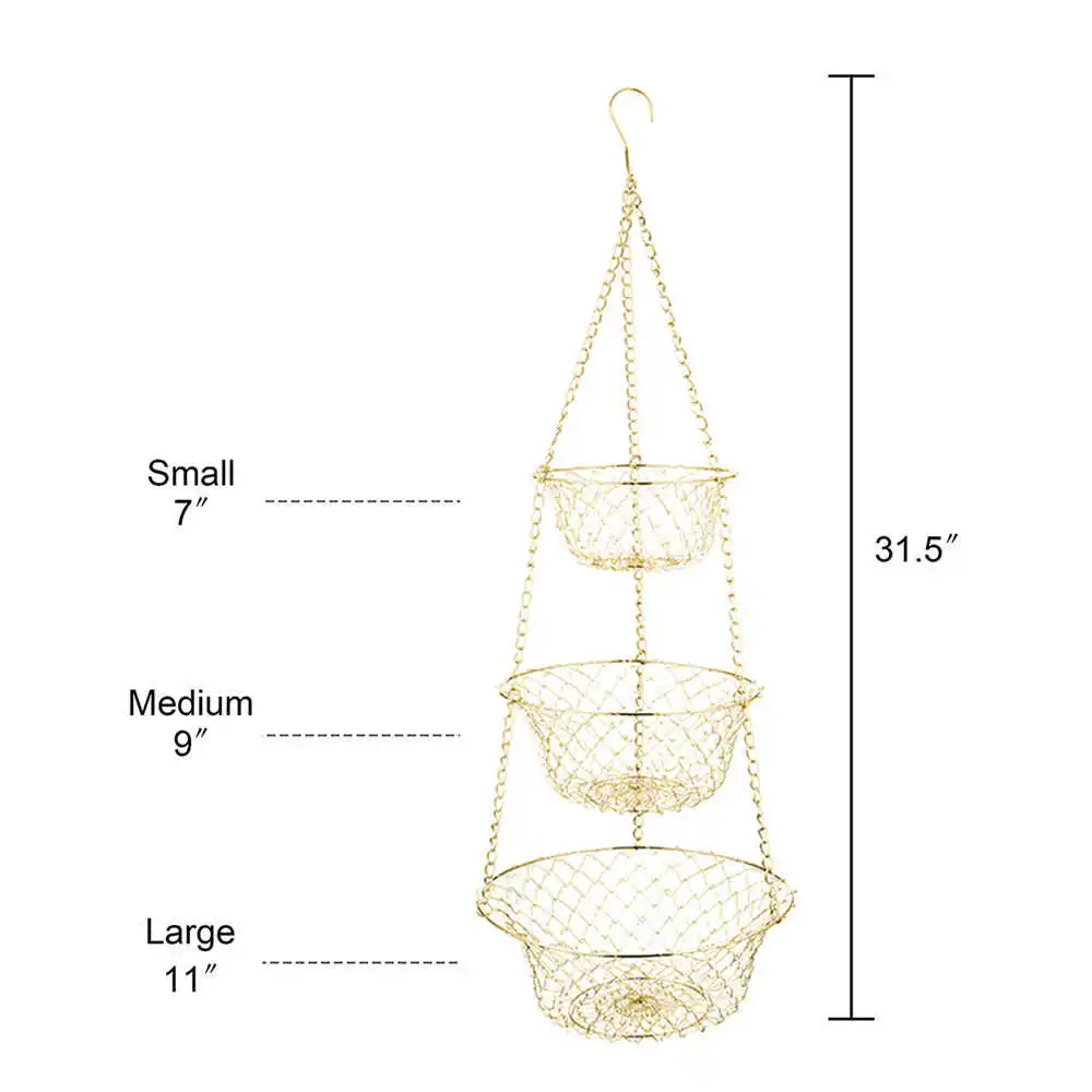 

Organizer Basket 3-Tier Bowl-Holder-Rack Vegetable-Storage Hanging Metal Home Kitchen