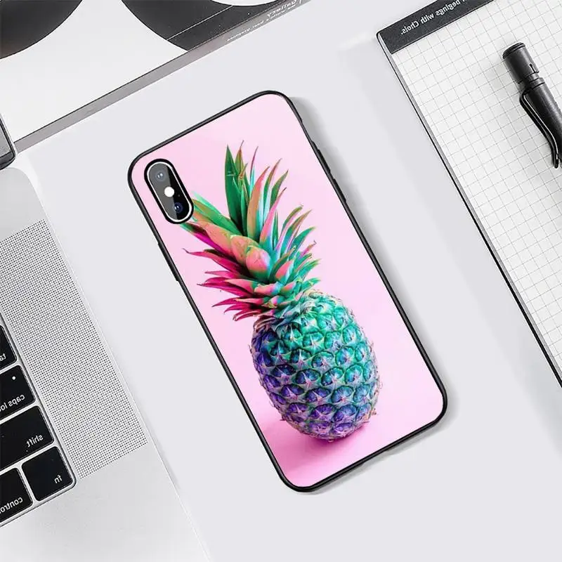

Fruit Pink pineapple Phone Cases Tempered glass For iphone 5C 6 6S 7 8 plus X XS XR 11 PRO MAX