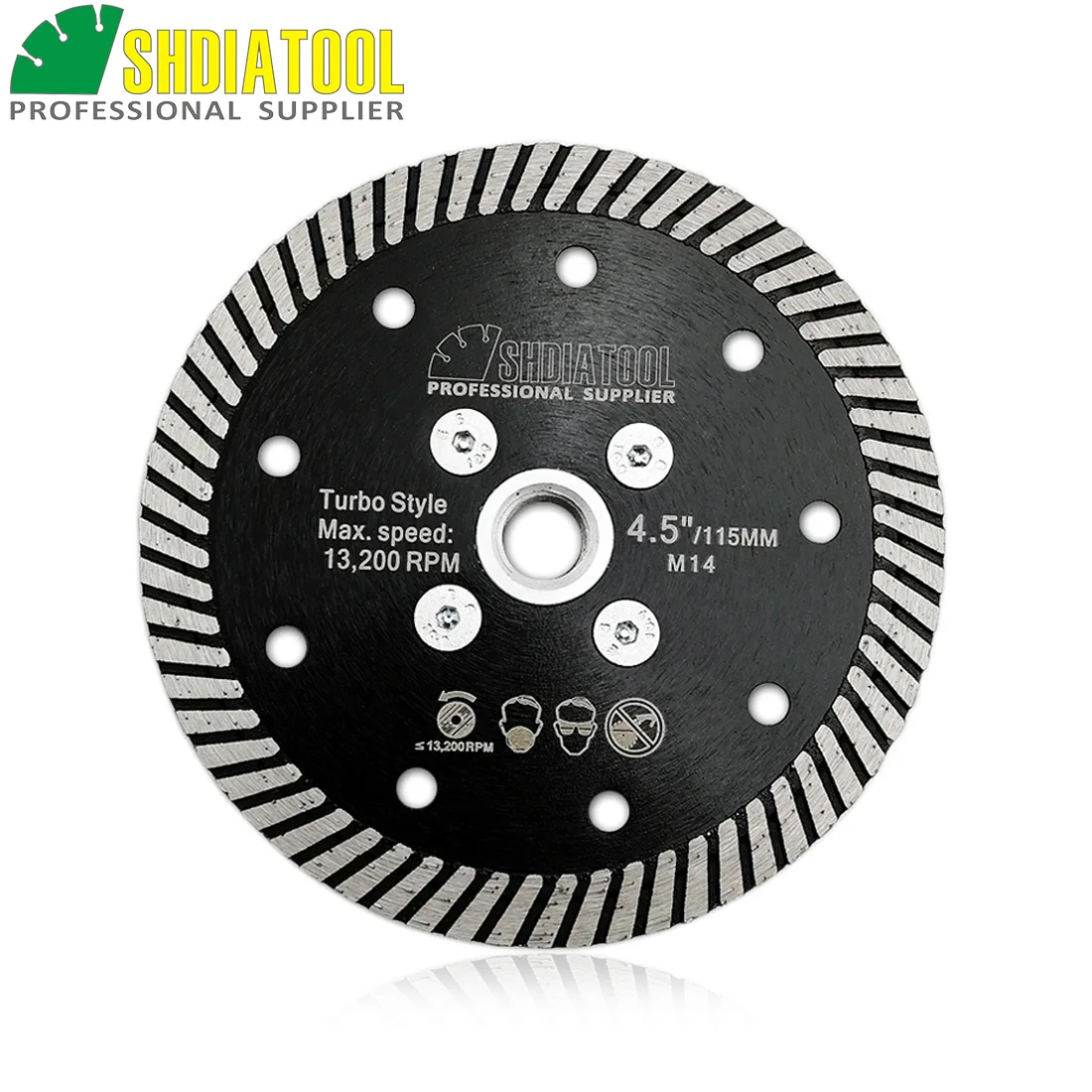 SHDIATOOL M14 фланец диаметром 115 мм/4,5 дюйма Алмазный горячепрессованный узкий турбо-диск режущий диск для гранита мрамора бетона кирпичной кладки