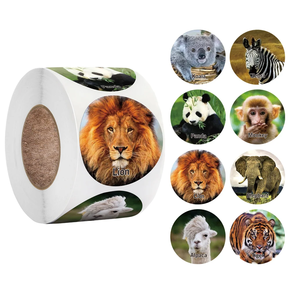 

500Pcs Round Animal Sticker For Gift Packaging Decoration Sealing Label Scrapbooking For Encourage Student Stationery Sticker