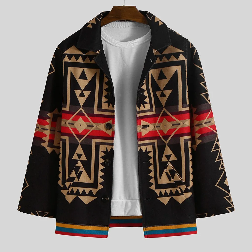 Модные мужские куртки с отворотом и длинными рукавами ретро пальто