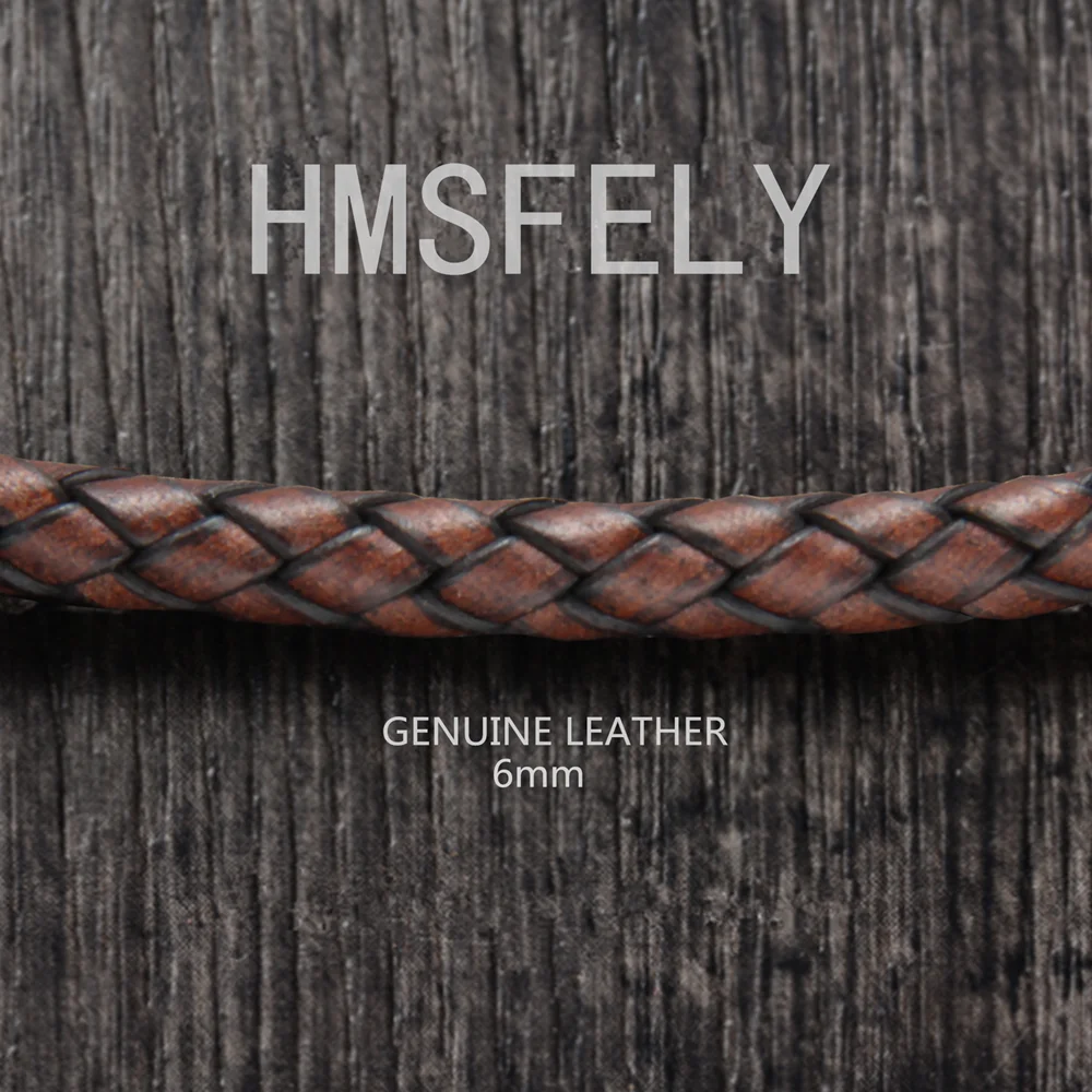 HMSFELY 6 мм веревка из натуральной кожи для DIY браслет для изготовления ювелирных изделий Плетеный серый коричневый кожаный шнур фурнитура Аксессуары, браслеты