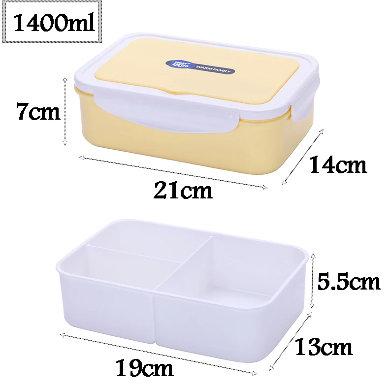 2 или 1 Bento Box для детей герметичный Ланч-бокс Microwavable контейнеры для еды большой ящик для хранения с отсеками