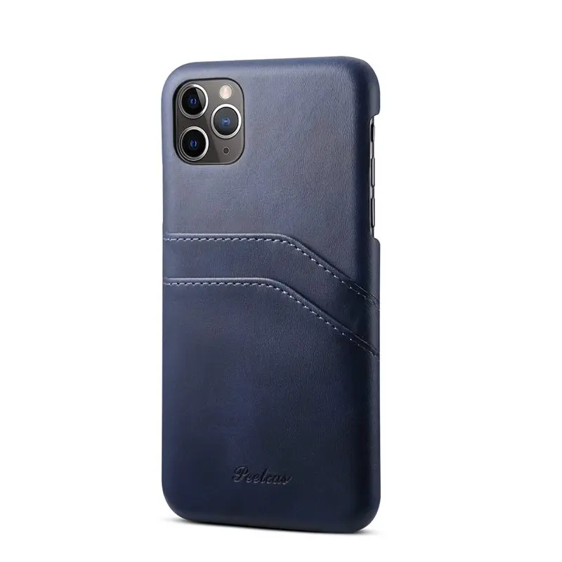 Синий Чехол на заднюю панель для iPhone 11 Pro, кожаный держатель для карт, Карманный чехол для телефона для iPhone 11 Pro Max, защитный чехол, винтажный, деловой - Цвет: Синий