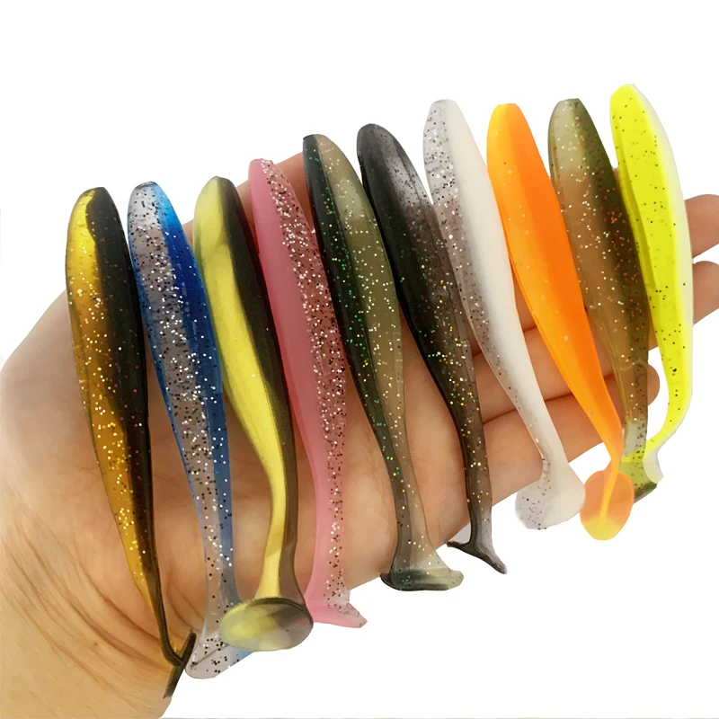 

15PC Easy Shiner Soft Lures 55mm 70mm 90mm Baits Fishing Lure Leurre Shad Double Color Silicone Bait T Tail Wobblers
