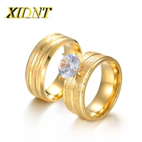 xidnt cz round cut zirconia diamond 361l titanium steel mens wedding engagement bridal couple ring for her custom name gift