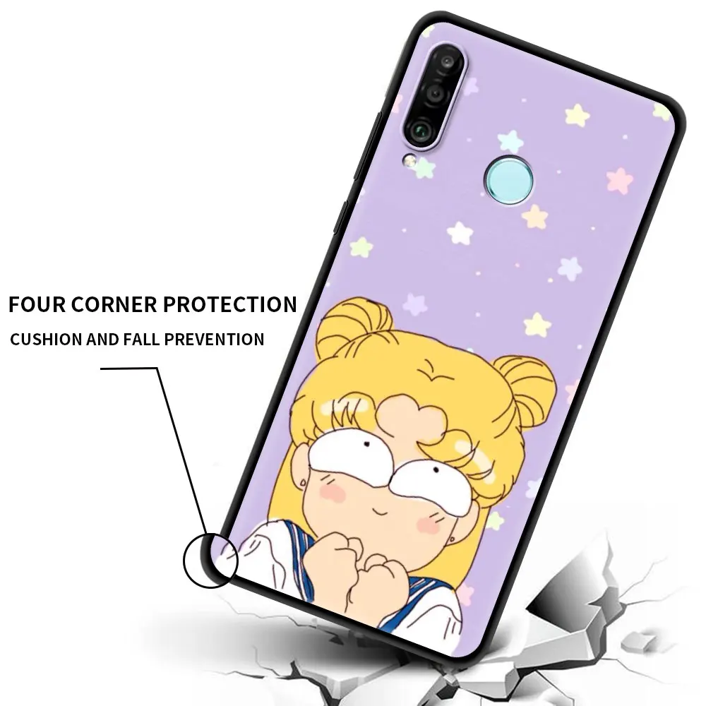 Lovely Sailors Cute Moon Case For Huawei P30 Lite P Smart Z P40 P20 Pro Y6 2019 Honor 9S 20 Black Luxury Painted Phone Cover Cas | Мобильные