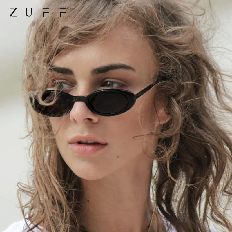 

Очки солнцезащитные женские Овальные, модные маленькие солнечные очки в стиле ретро, в винтажном стиле, кошачий глаз, в чёрной и белой оправ...