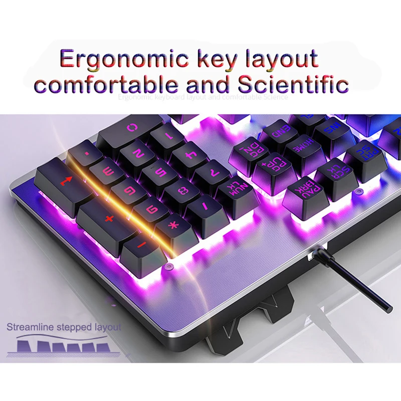 

For PC Gaming Desktop Gaming Keyboards USB Wired LED Backlit Axis Gaming Mechanical Multi Color Keyboard for Gamer PC Laptop