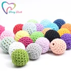 50 шт., 16 мм деревянные вязаные крючком бусины