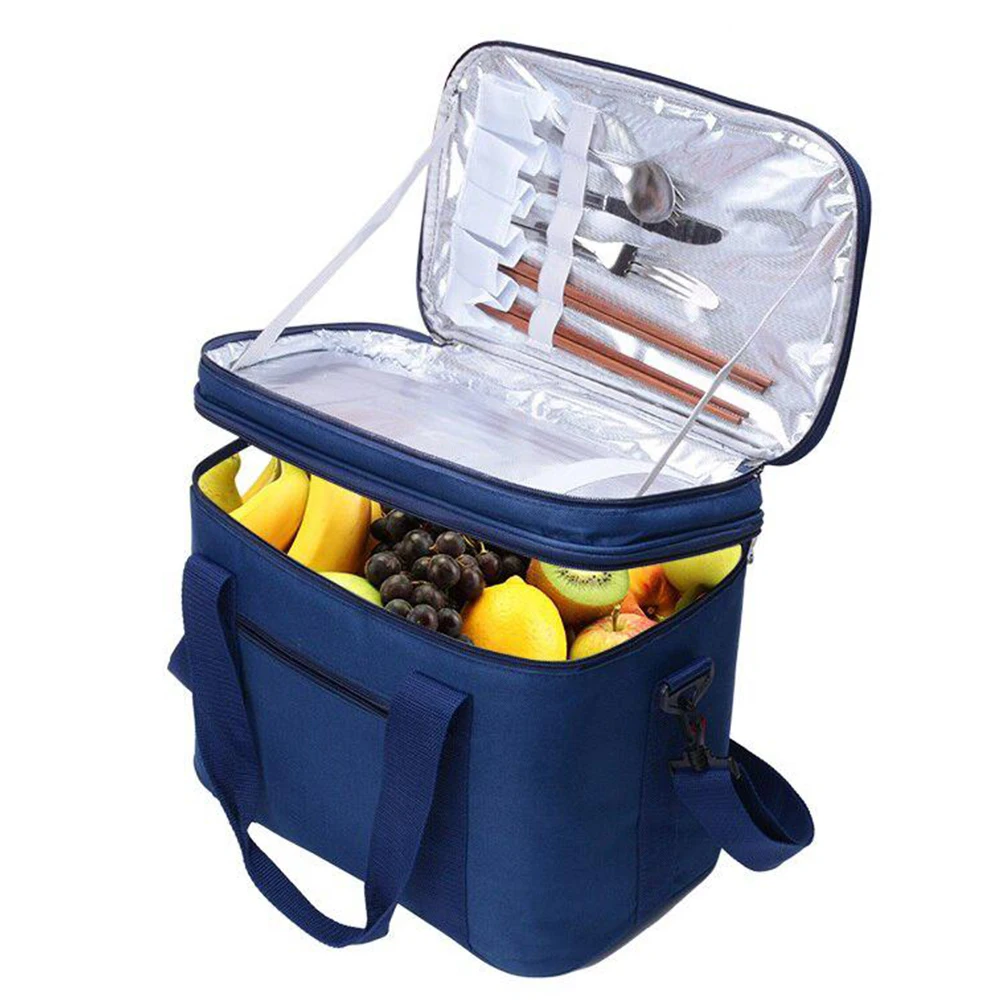 

17L Cooler Bag Insulated Picnic Soft-Sided Waterproof Oxford Cloth Cooling Bag For Work Picnic Bag Car Refrigerator Shoulder Bag