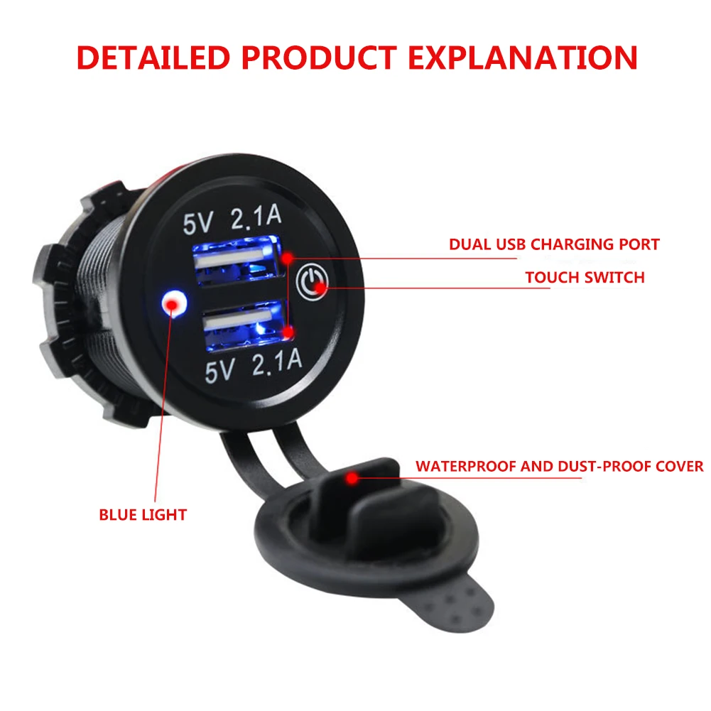 Многофункциональное автомобильное зарядное устройство 12-24 В 5 а двойное USB