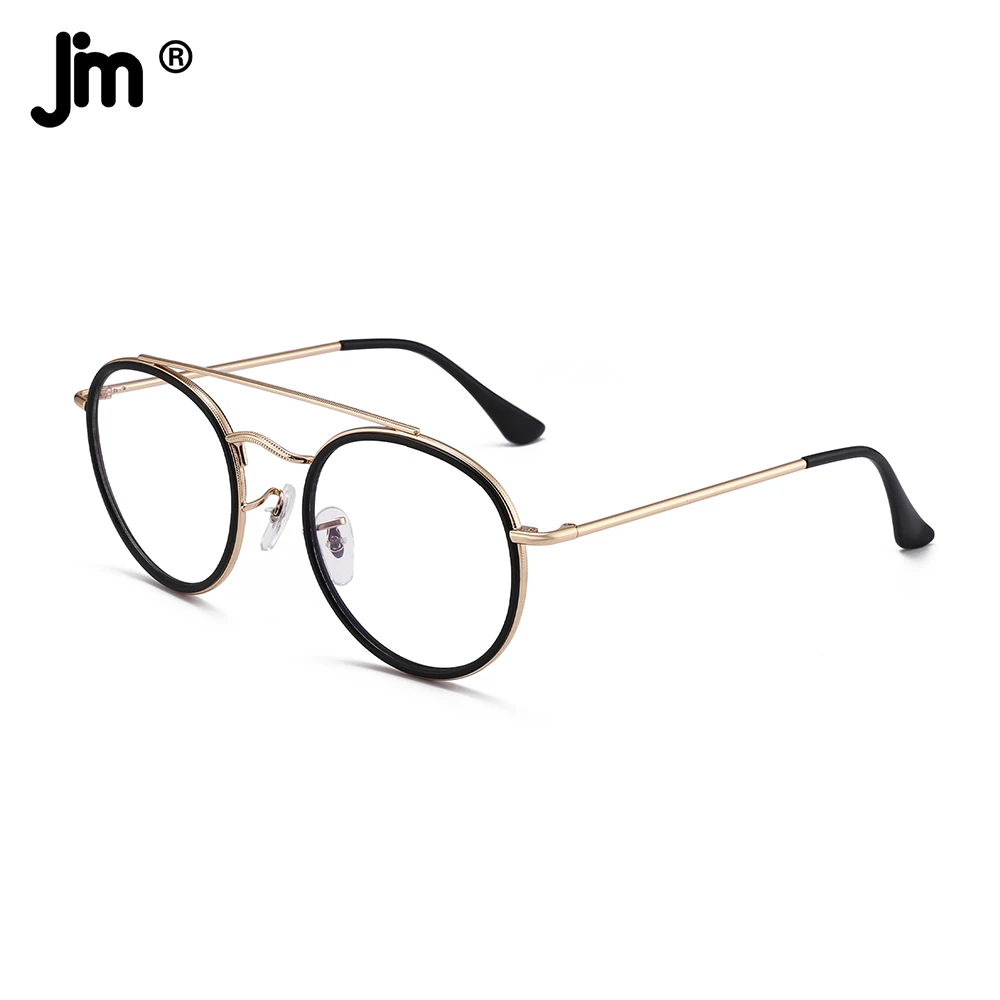 JM Vintage Round Computer Glasses Men Women Brand Designer Blue Light Blocking Eyeglasses Double Bridge