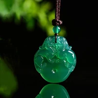 natural green chalcedony hand carved brave jade pendant fashion boutique jewelry men and women agate necklace gift