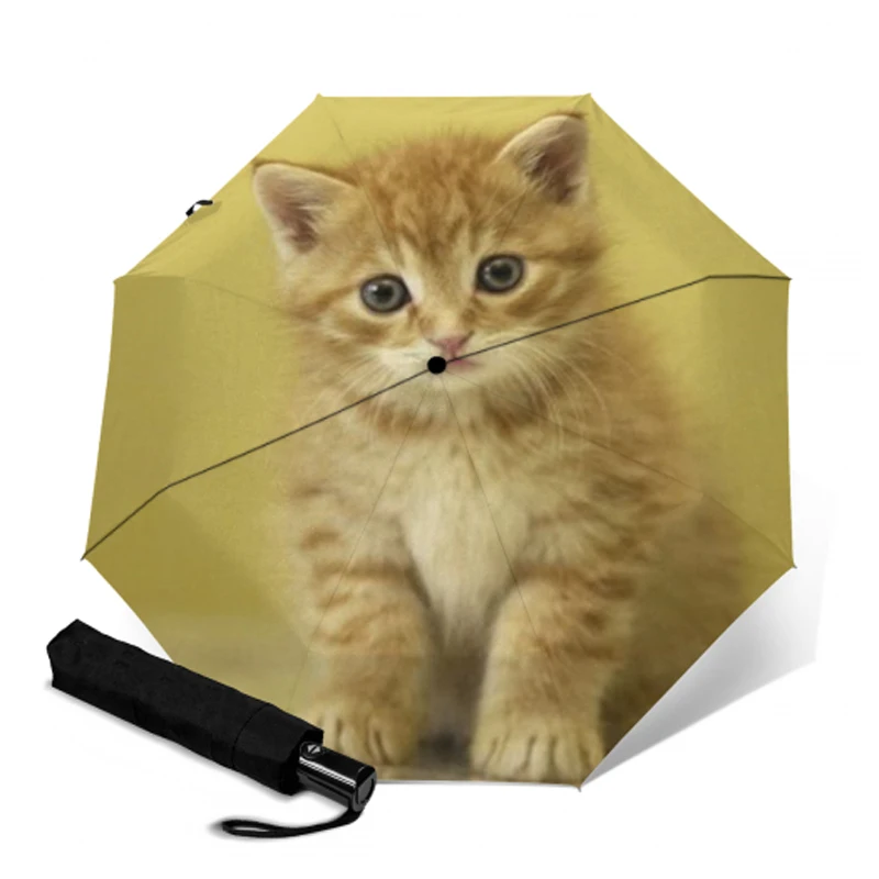 Зонт для путешествий с автоматическим открытием и закрытием милый принтом кошки