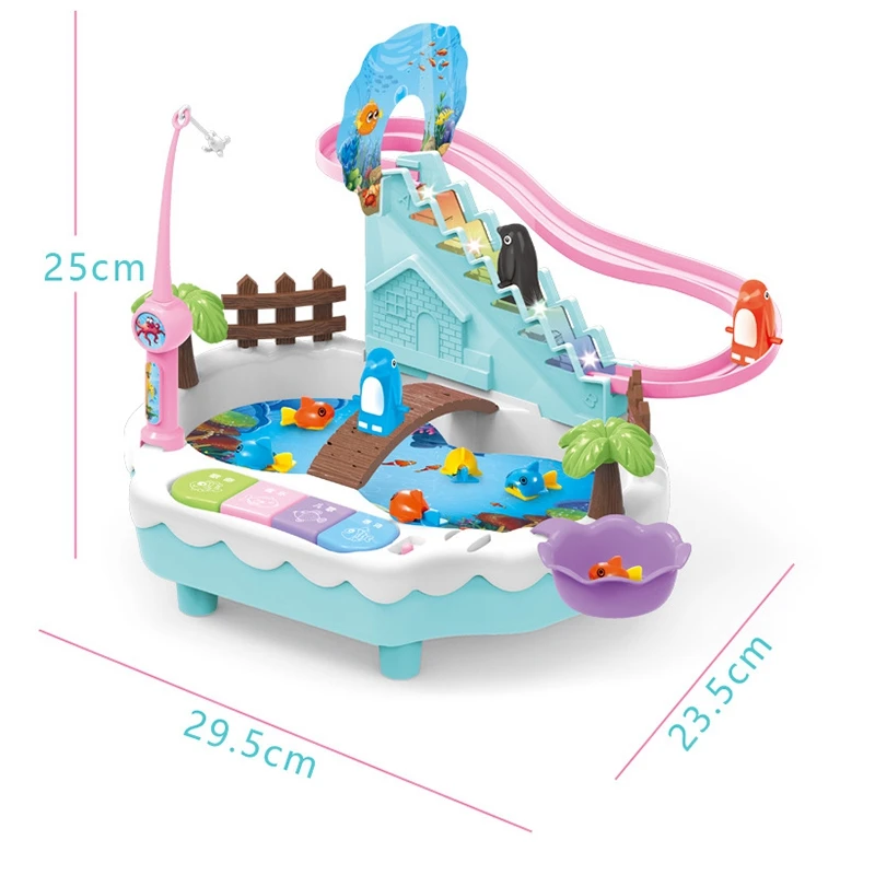 

Fishing Game Toy for Kids, Electronic Toy Fishing Set with Slideway & Magnetic Pond,for Toddlers Ages 3-8 with Songs