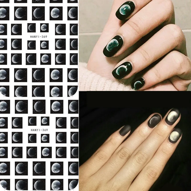 1 лист наклейки для ногтей цветная Луна серия Смешанные узоры переводные дизайна