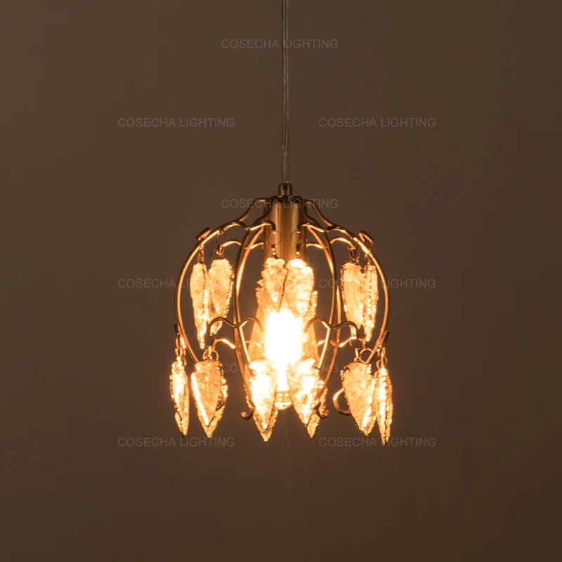 Французский Ретро подвесной светильник маленький хрустальный шнур одиночный