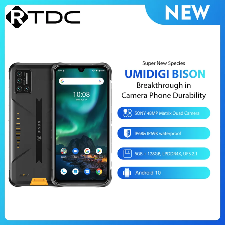 UMIDIGI BISON 6 3 &quotFHD + безрамочный экран с Дисплей IP68/IP69K Водонепроницаемый прочный