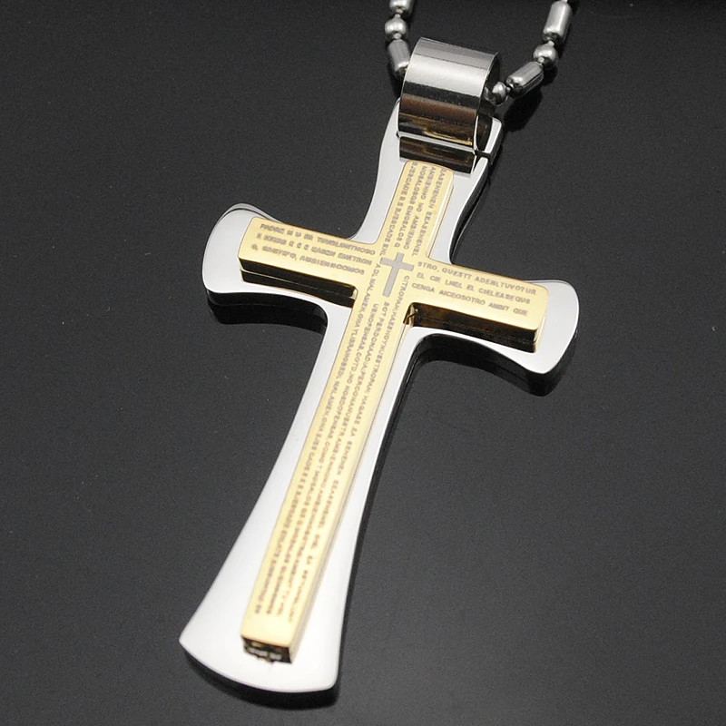 AMUMIU Библейский Писание Крест Кулон ожерелье мужские и женские ювелирные изделия