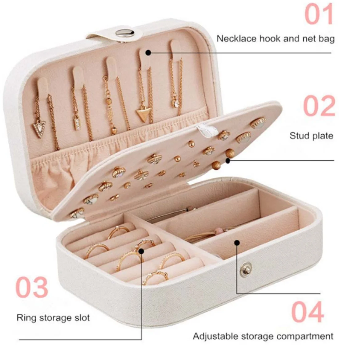 Jewelry Box  PU Leather Jewellery storage Earring Boxes Packaging Storage Display Case Organizer for Home Travel girl gift
