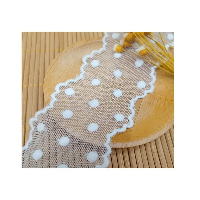 Мягкая сетчатая пряжа белая молочная точка волнистый узор вышивка свадебное