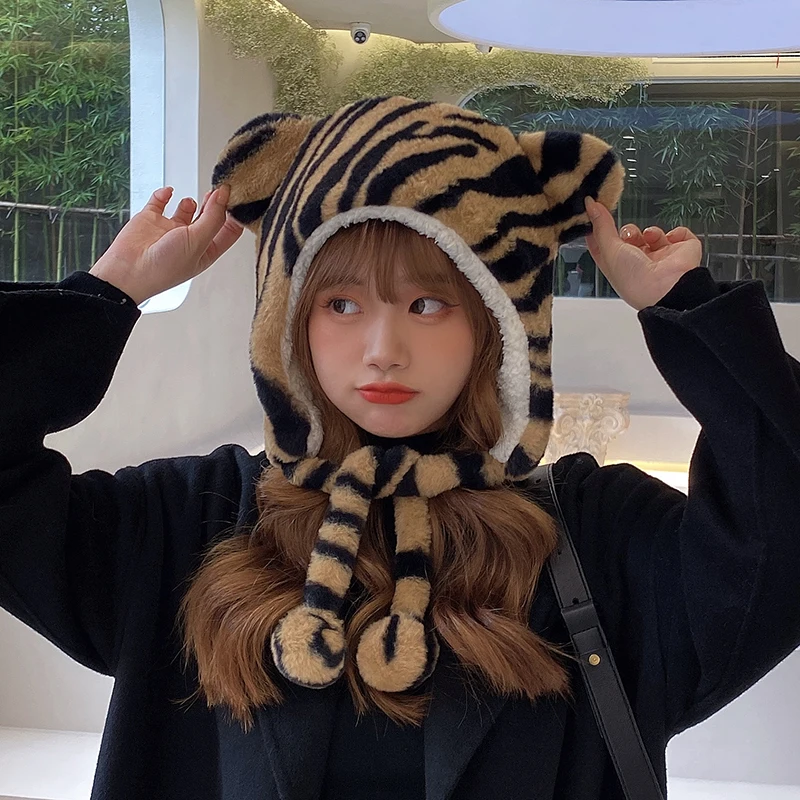 Новые модные шапки облегающие Мультяшные милые медвежьи уши сохраняющие тепло