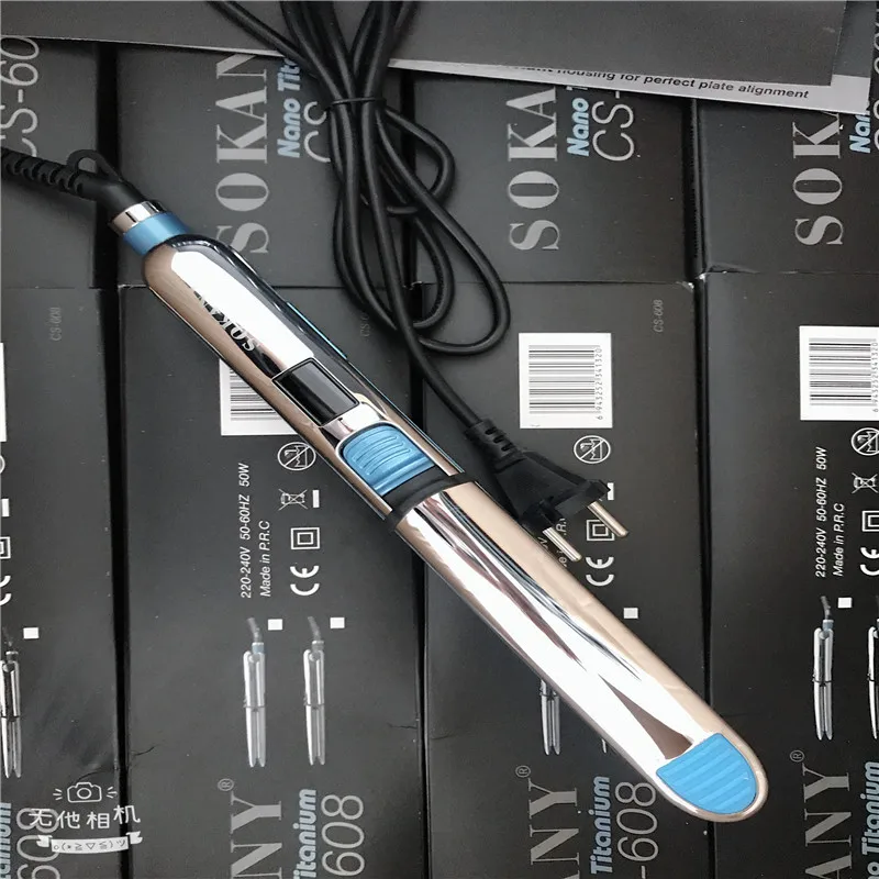 Max 750F Pro титановая плавающая пластина плоский утюжок выпрямитель для волос Профессиональный быстрый Электрический выпрямитель с ЖК-дисплеем 100-240 В