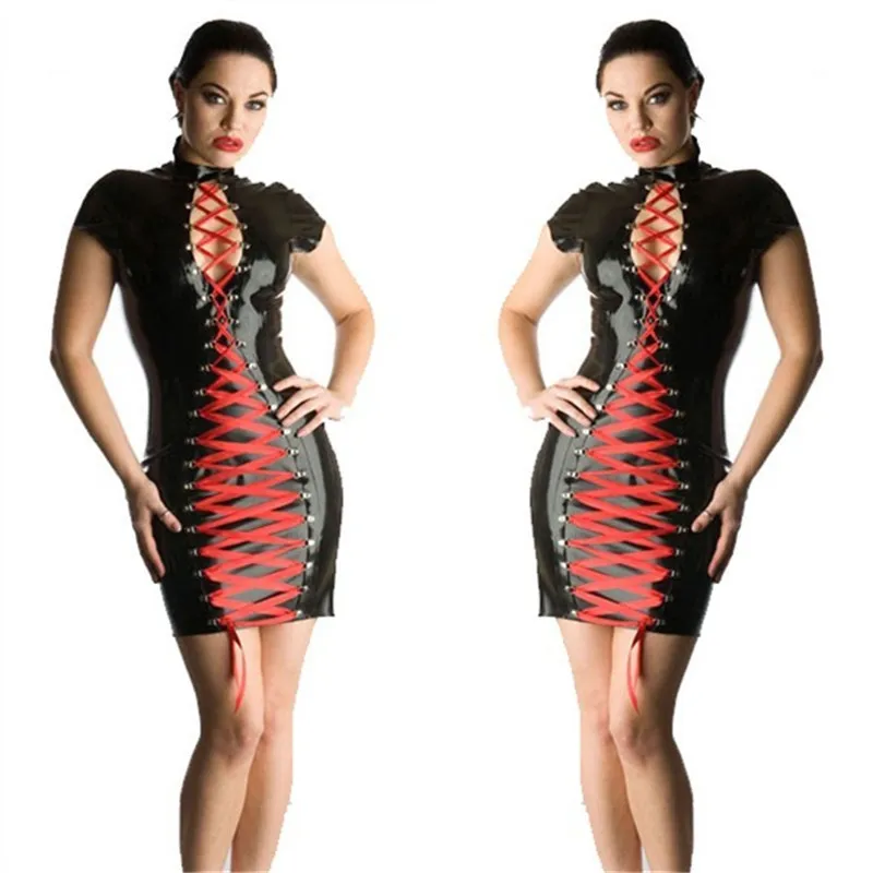 Новинка готические вечерние платья женские красные бандажные кружевные